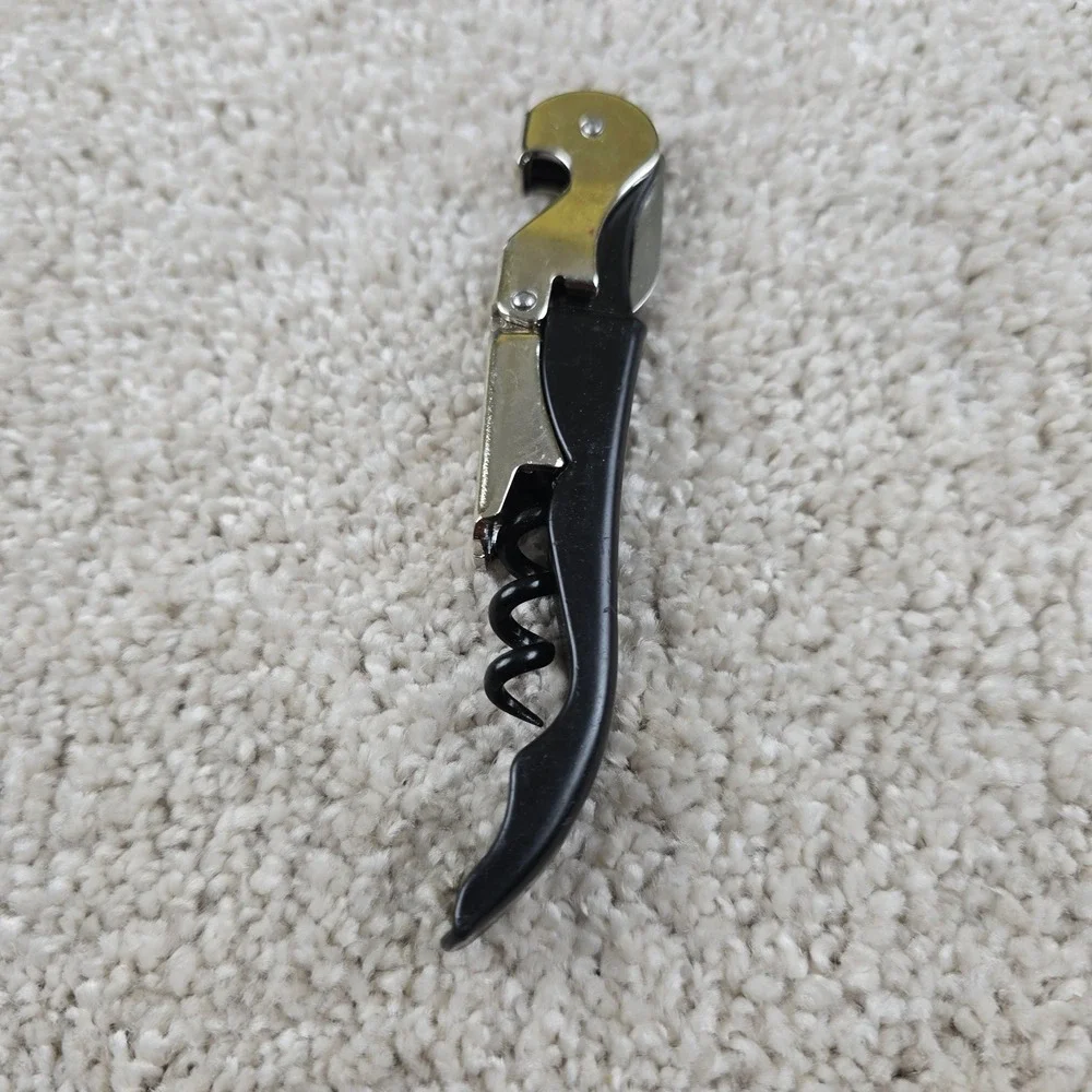Pulltap's Waiters Corkscrew Wine Opener Black Double Hinged Lever Foil Cutter‎